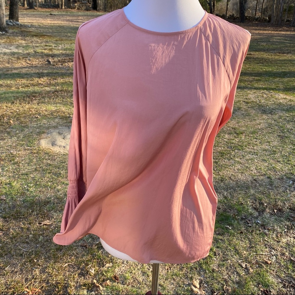 J. JILL TOP BLOUSE PINK ROSE COLD SHOULDER Size XS